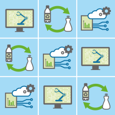 Das Bild symbolisiert die drei Förderschwerpunkte des Förderprogramms DigiRess.