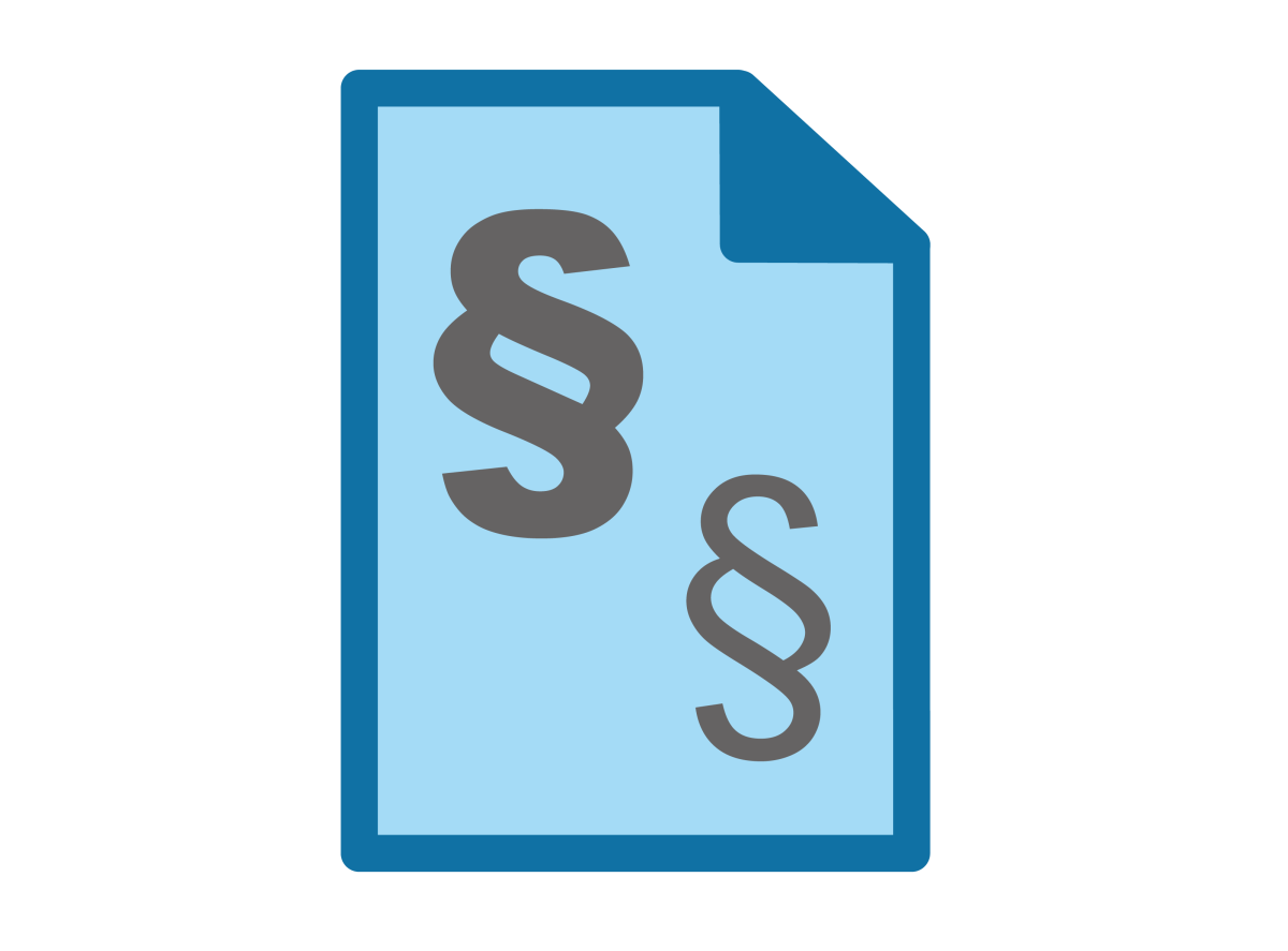 Das Icon symbolisiert die DigiRess Förderrichtlinie. Zu sehen ist ein Dokument mit zwei Paragraphen.