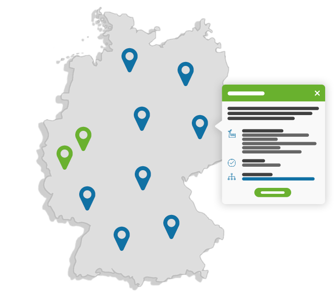 Veranschaulichung einer Deutschlandkarte mit einer Infokarte